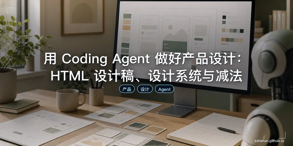 「用 Coding Agent 做好产品设计：HTML 设计稿、设计系统与减法」封面图