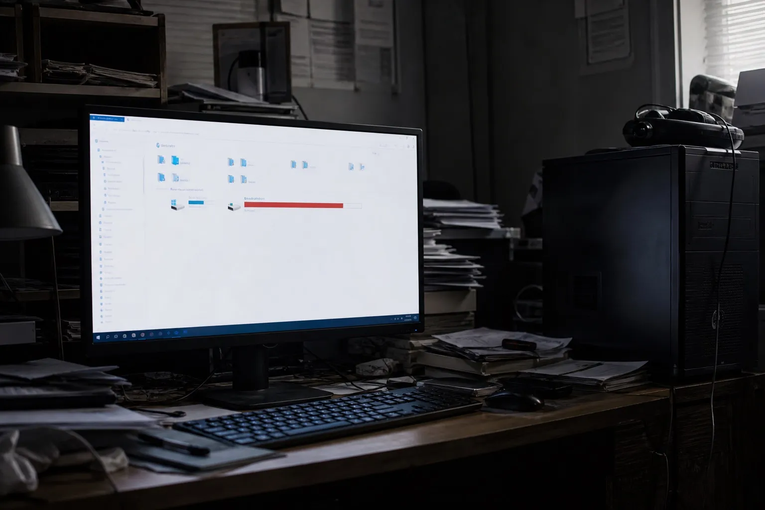 C 盘空间告急的 Win10 桌面